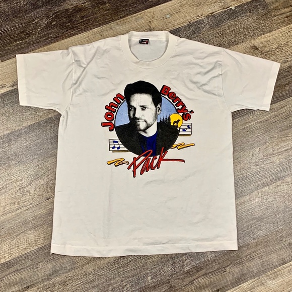 Vintage John Berry's Pack Shut Size XL Fruit of the Loom White 90's Country Band - Picture 1 of 3